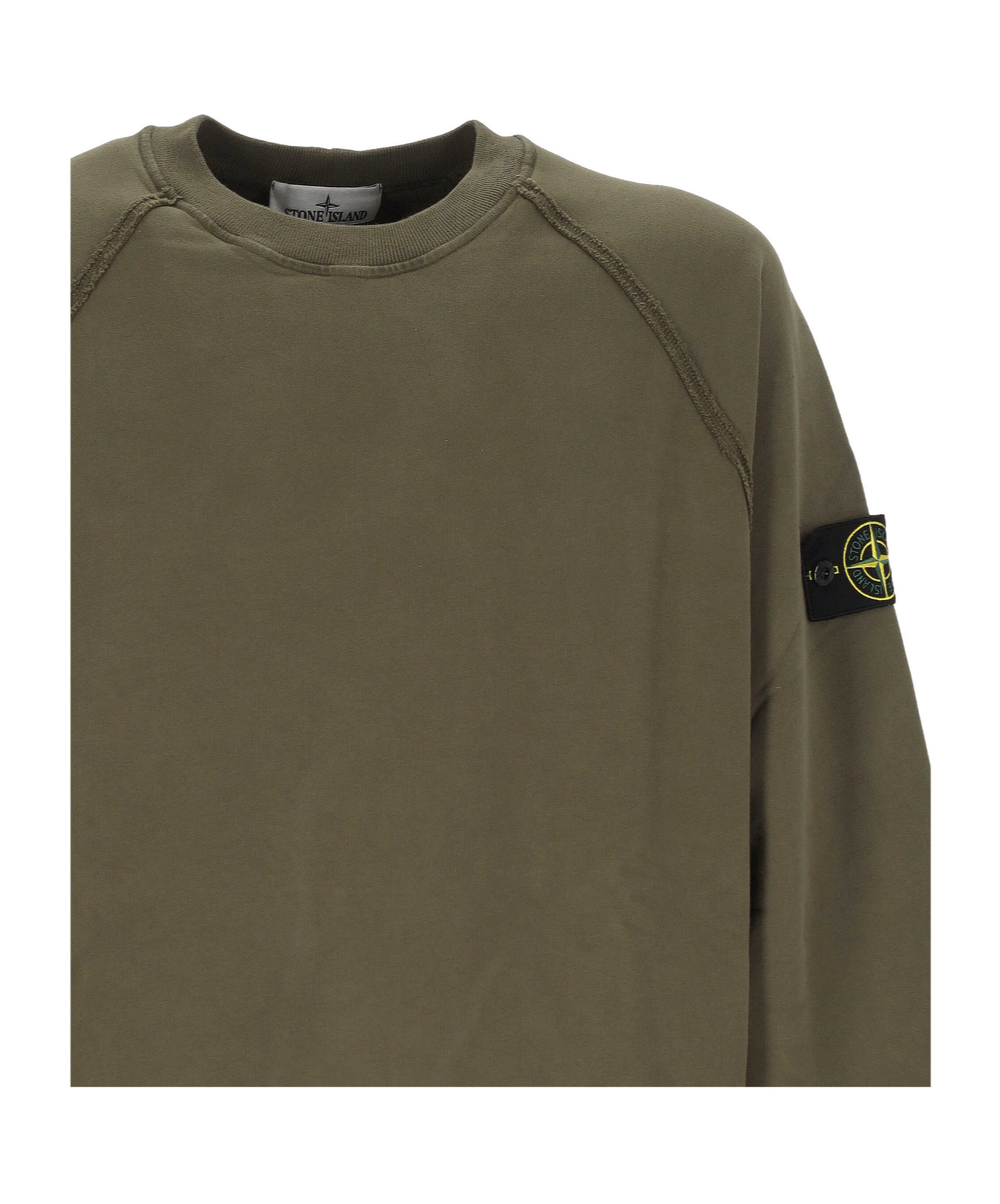 Stone Island Raglan-sleeve Patch-logo Sweatshirt In Green