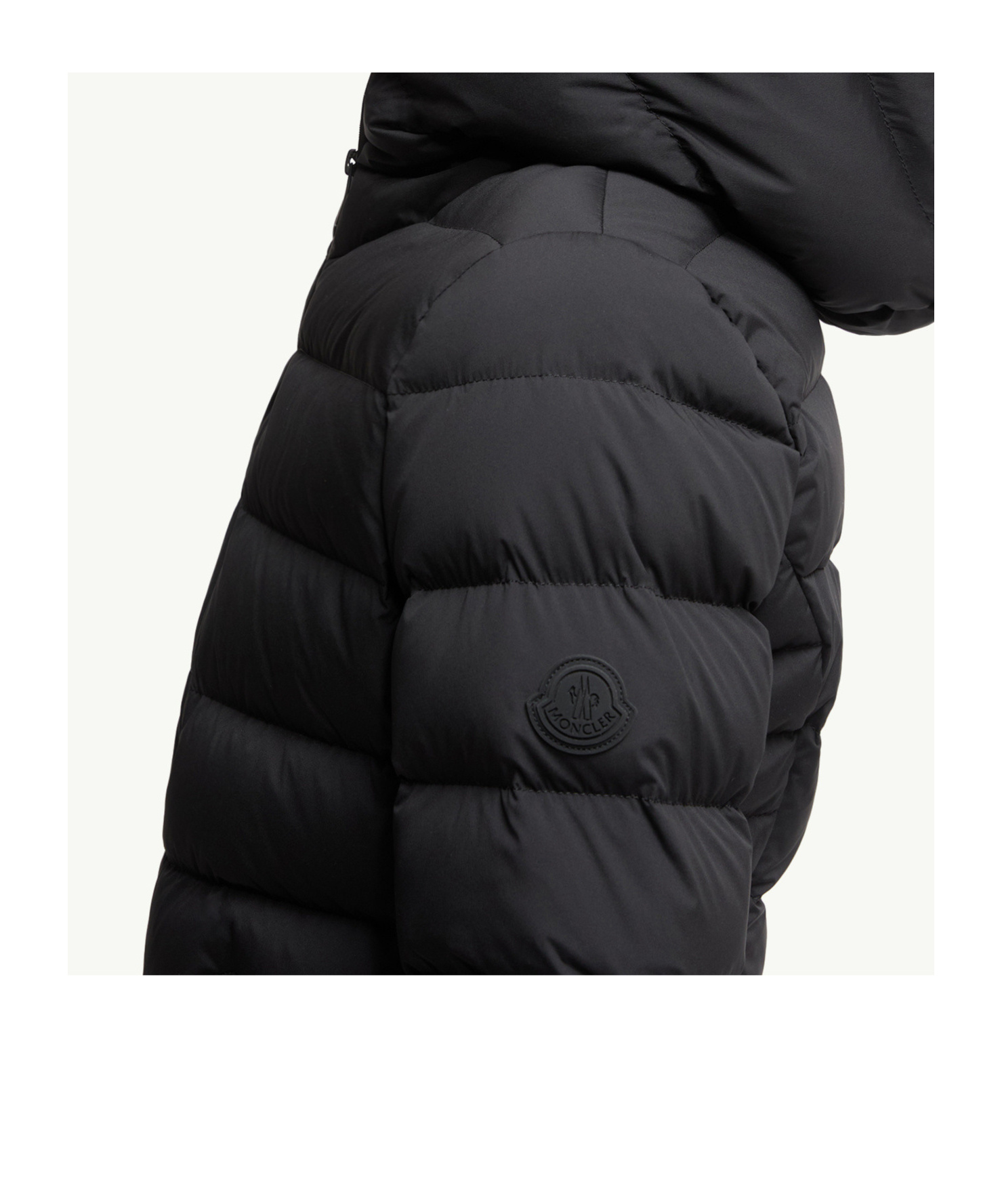 Moncler Herbe Stretch Nylon Hooded Puffer Jacket In Black