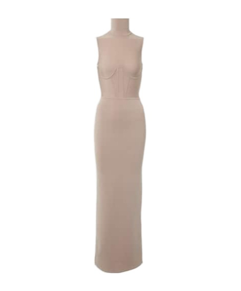 Nensi Dojaka Gwyneth Knitted Corset Maxi Dress In Gray