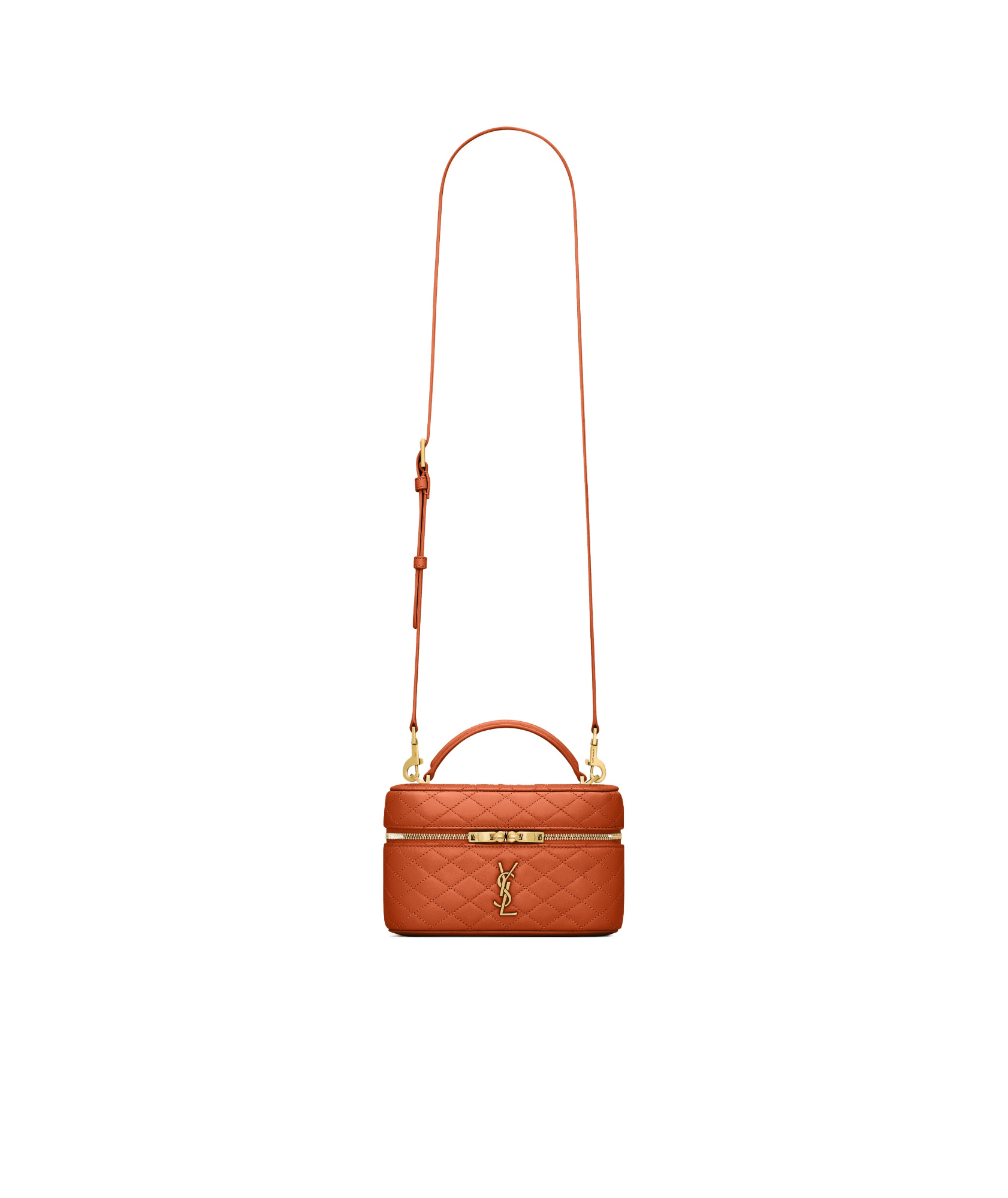 Saint Laurent Gaby Vanity Bag In Lambskin In Brown