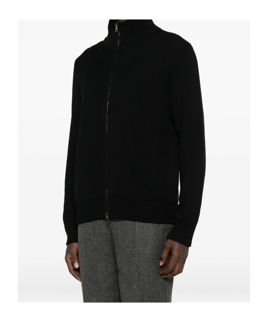 Roberto Collina Zippered Long-sleeved Sweater In Black