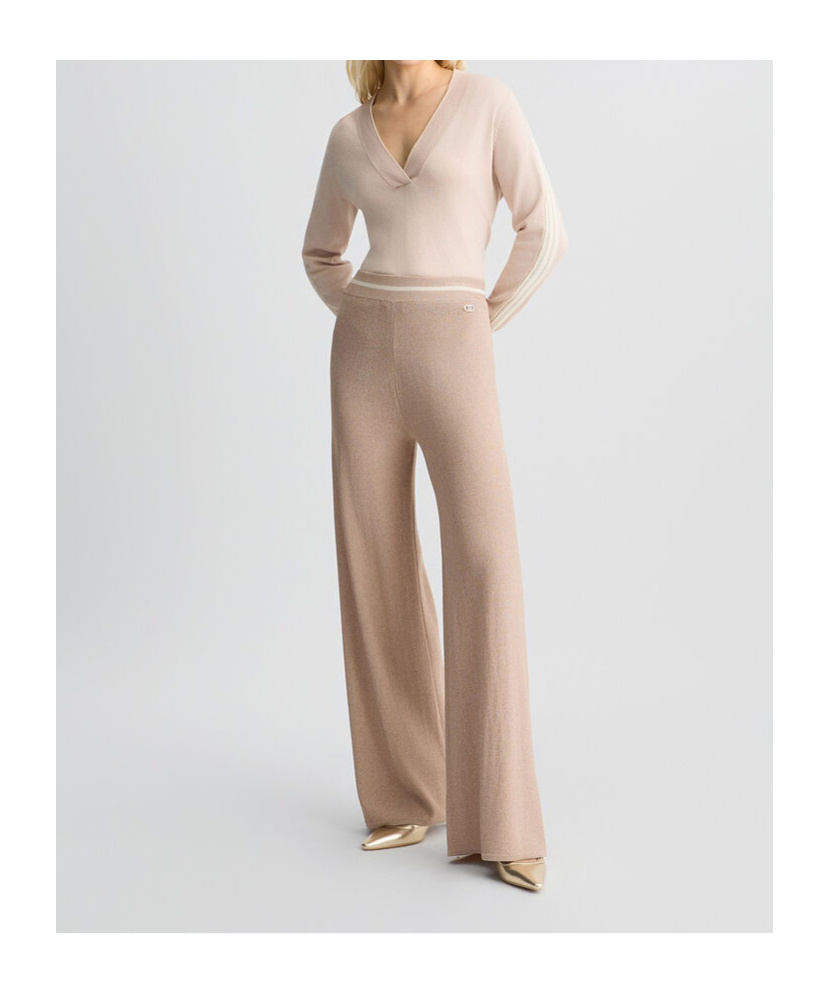 Liu •jo Lurex-embellished Trousers In Pink