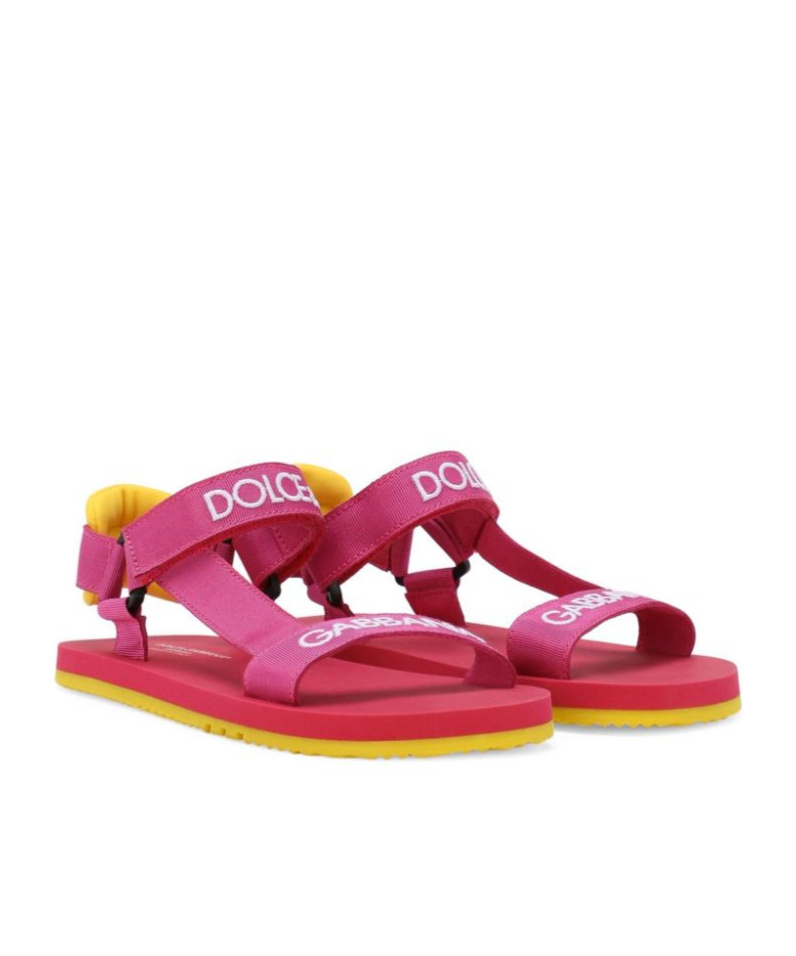 Dolce & Gabbana Logo-embroidered Touch-strap Sandals In Pink