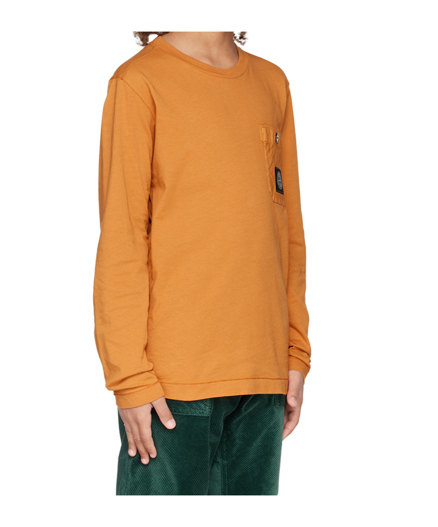 Stone Island Patched Long-sleeved T-shirt In Orange