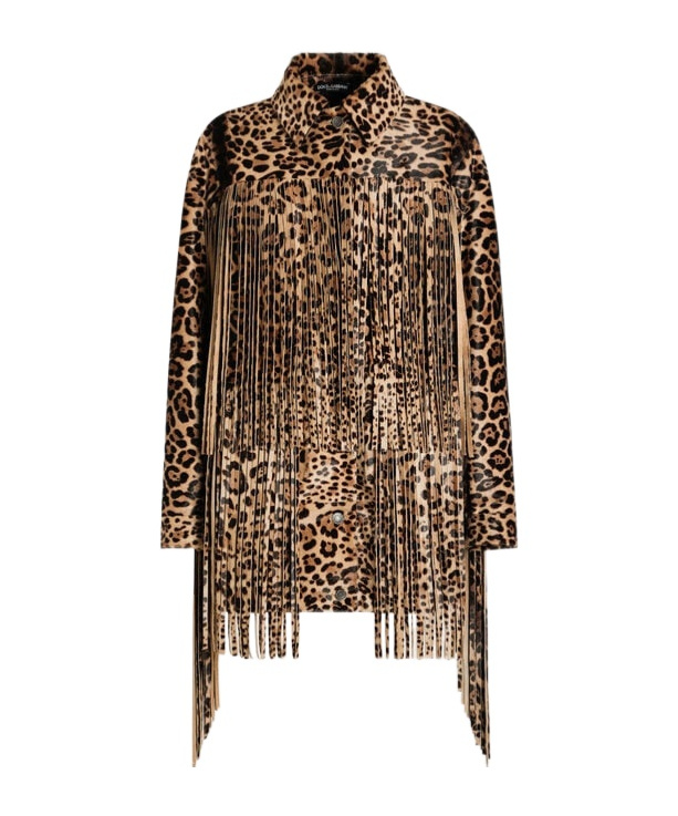 Dolce & Gabbana Fringed Leopard-print Calf Hair Jacket In Brown