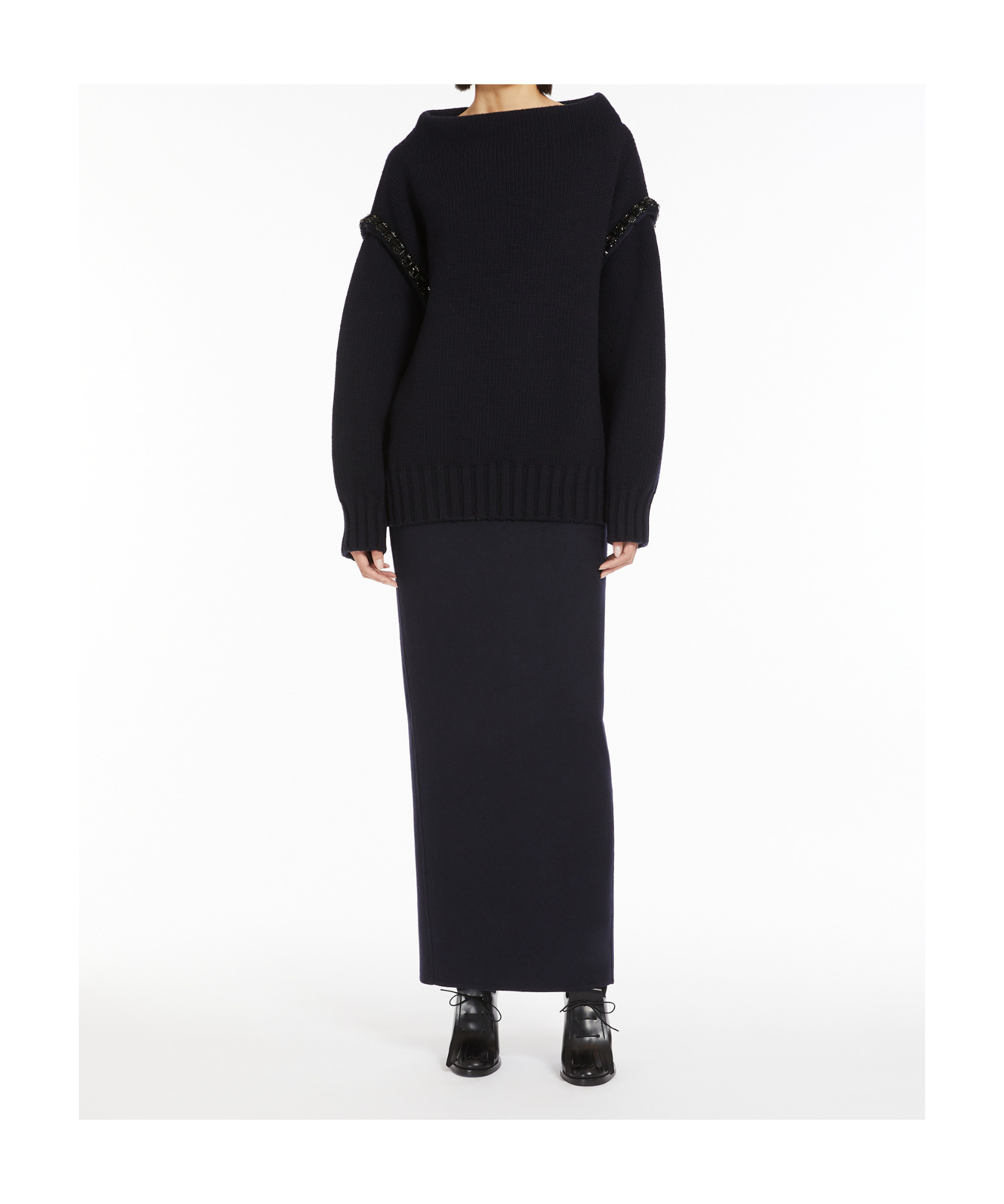Max Mara Long-sleeved Wool Sweater In Black