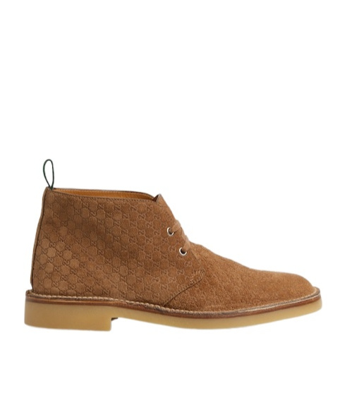 Gucci Brown Oxford Shoes With Web Detail On The Heel And Low Heel In Gg Canvas Man In Brown