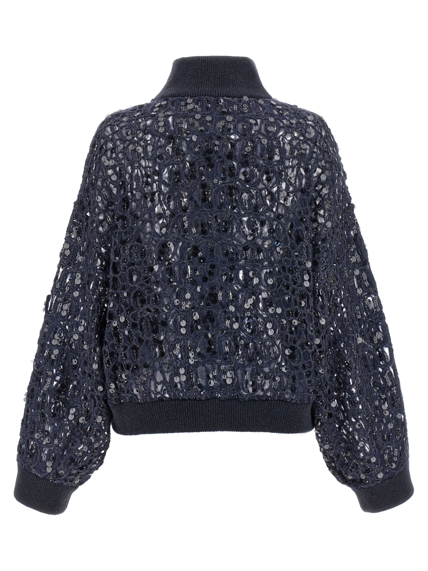 Brunello Cucinelli Dazzling Croc Embroidery Sweaters And Cardigans Blue In Blue