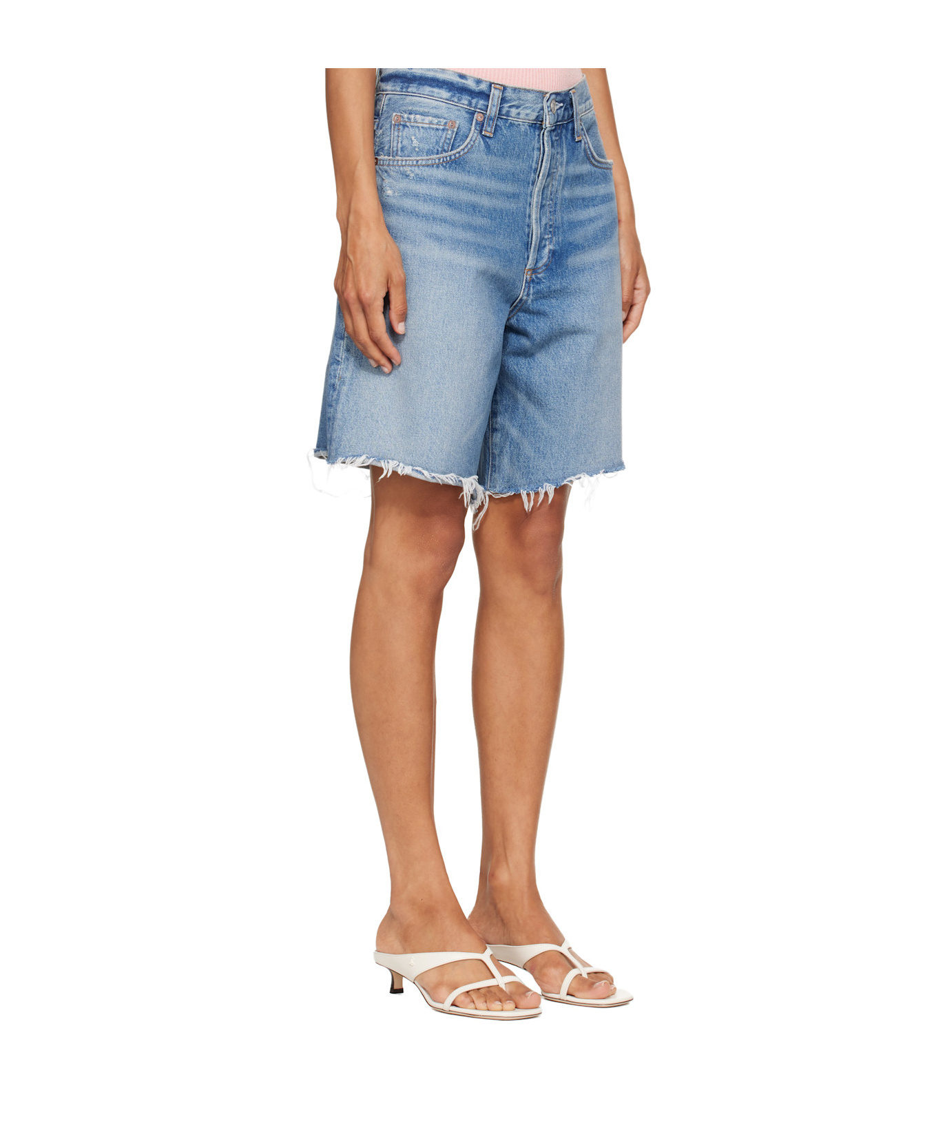 Agolde Belt-loop Denim Shorts In Blue