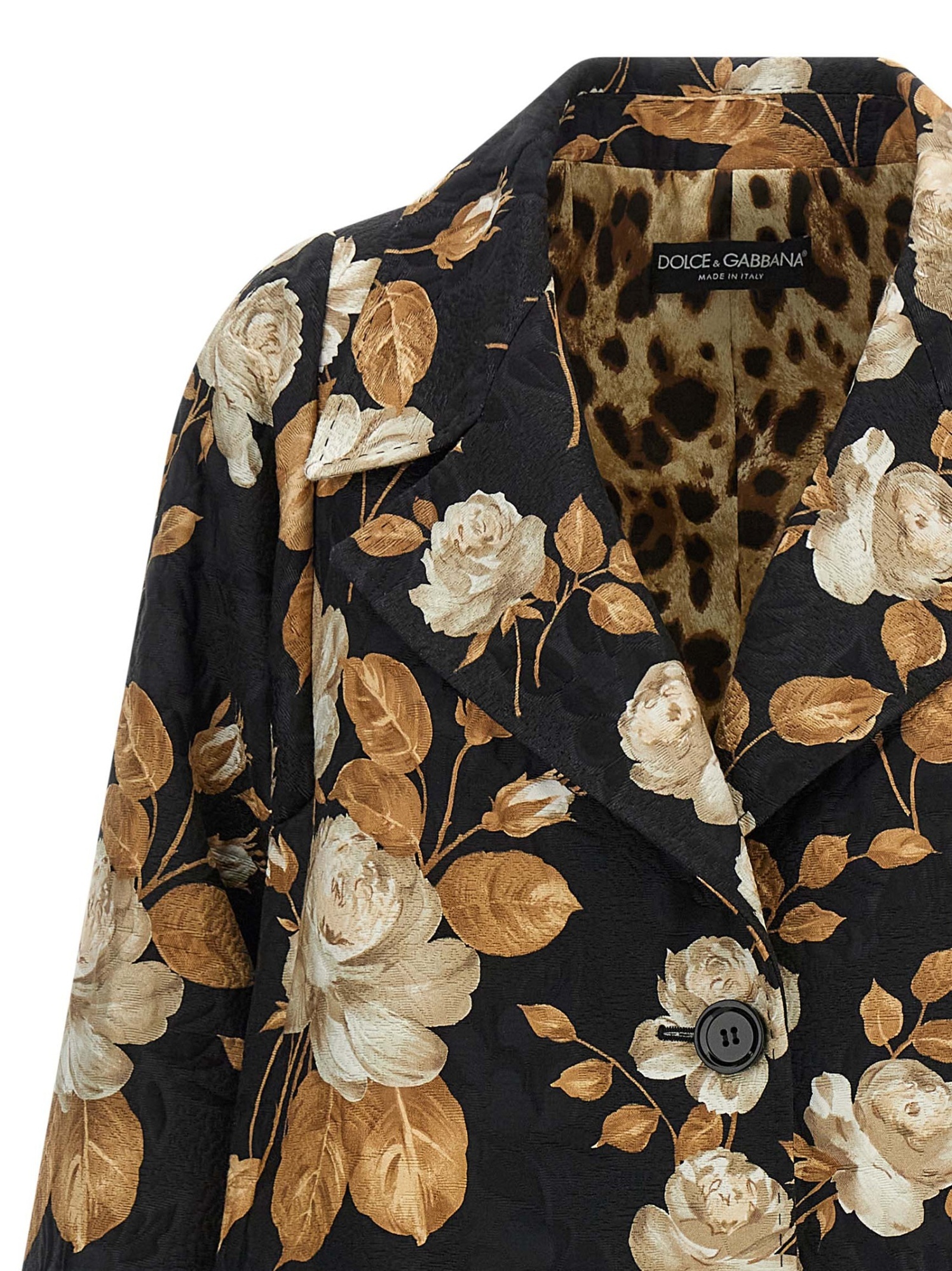 Dolce & Gabbana Embroidered Floral Pattern Coat With Long Sleeves In Black