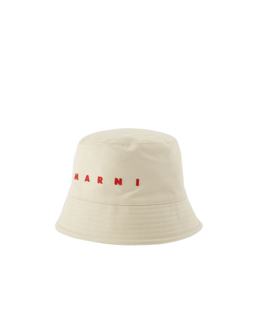 MARNI IVORY ORGANIC GABARDINE BUCKET HAT WITH EMBROIDERED LOGO 