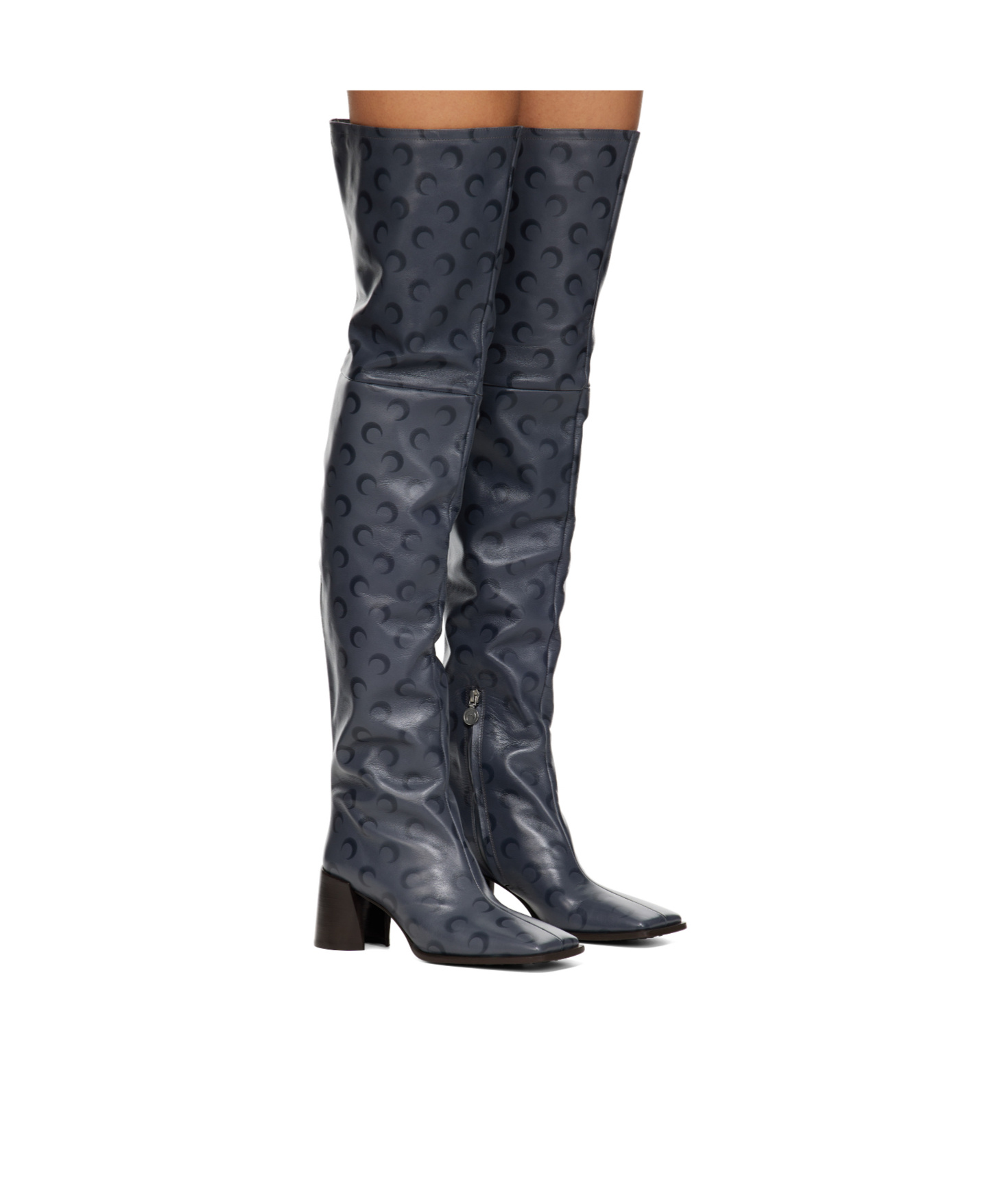 Marine Serre Square-toed Boots In Black