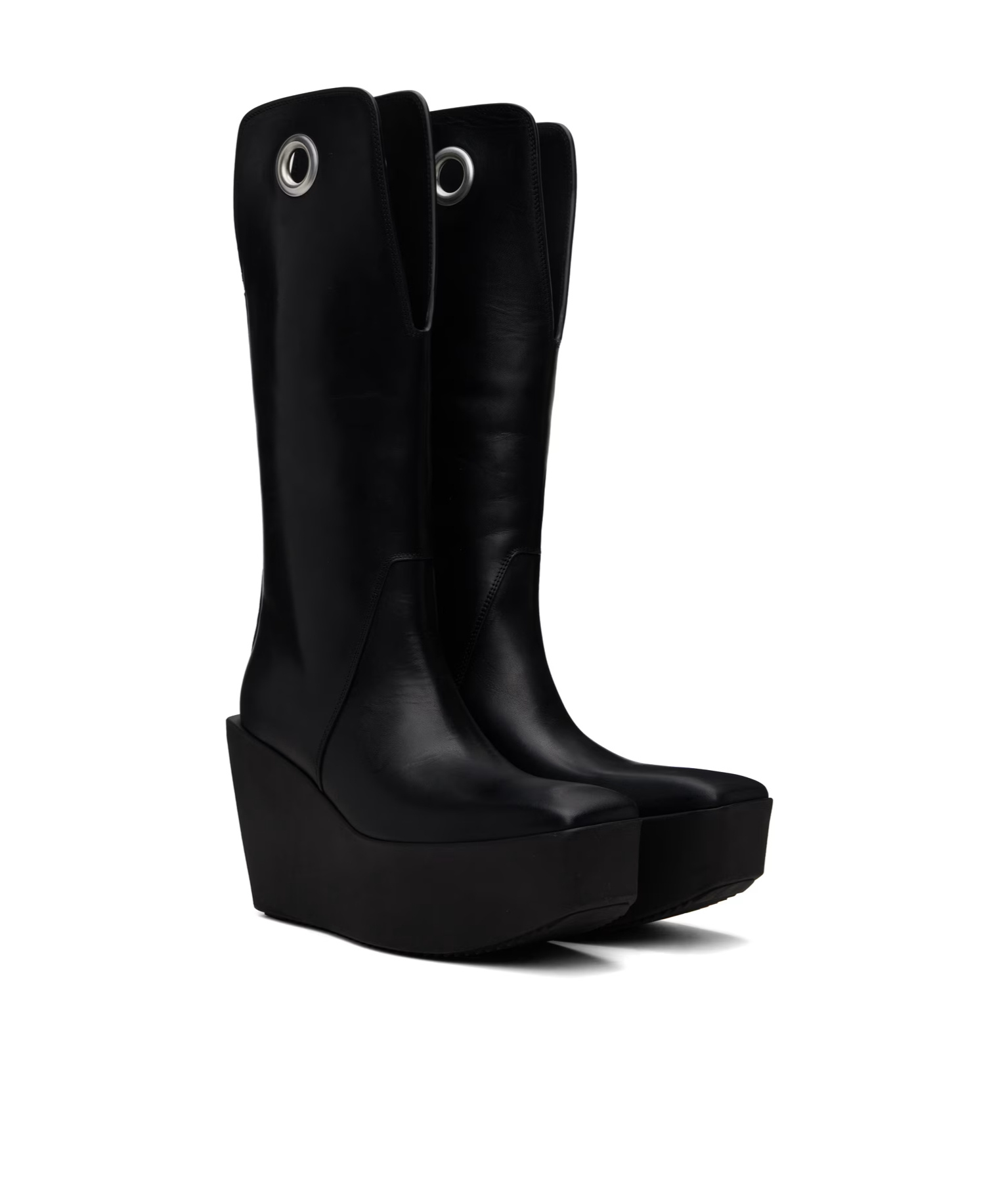 Rick Owens Black Sliver Platform Kowboy Boots In Black