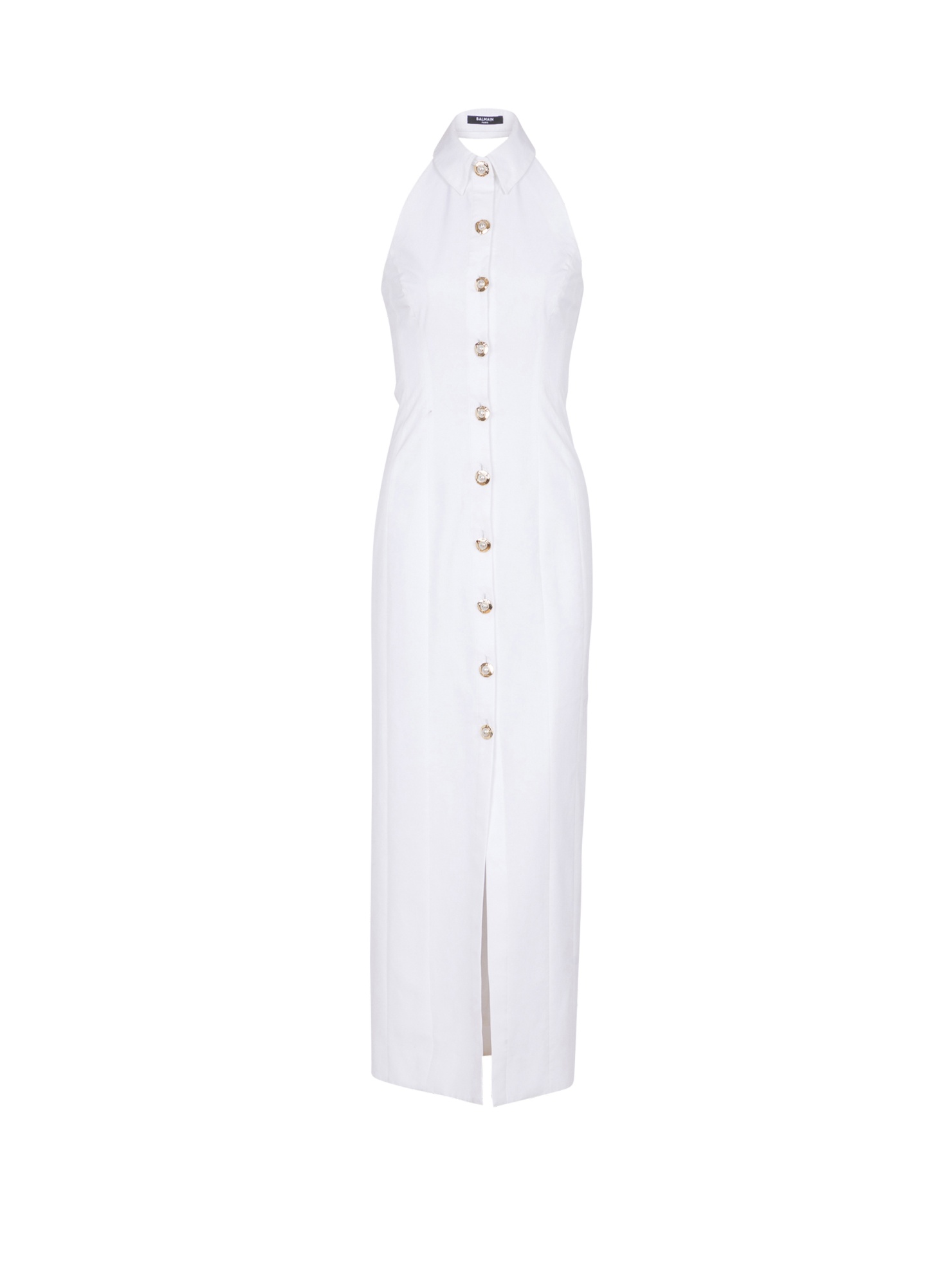 Balmain Bodycon Backless Poplin Dress In White