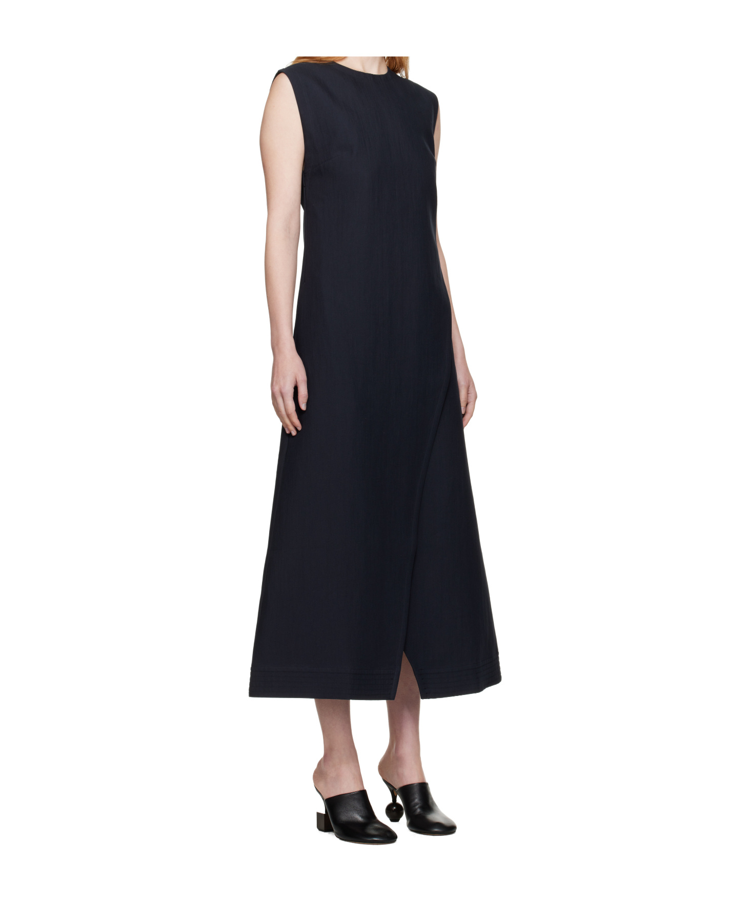 Studio Nicholson Navy Corus Midi Dress In Blue