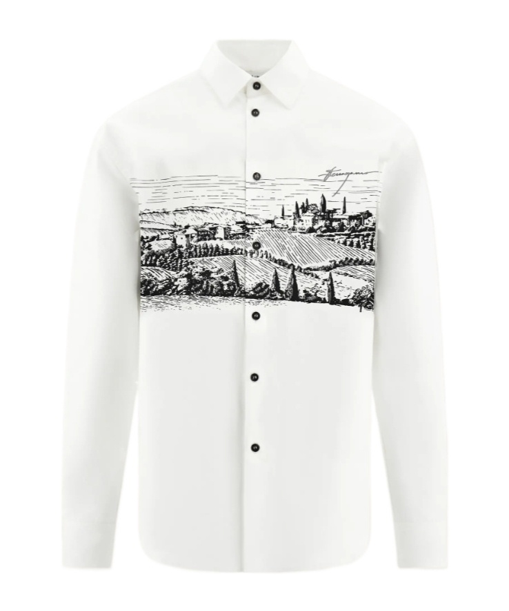 Ferragamo Back To Earth - Printed Shirt In White