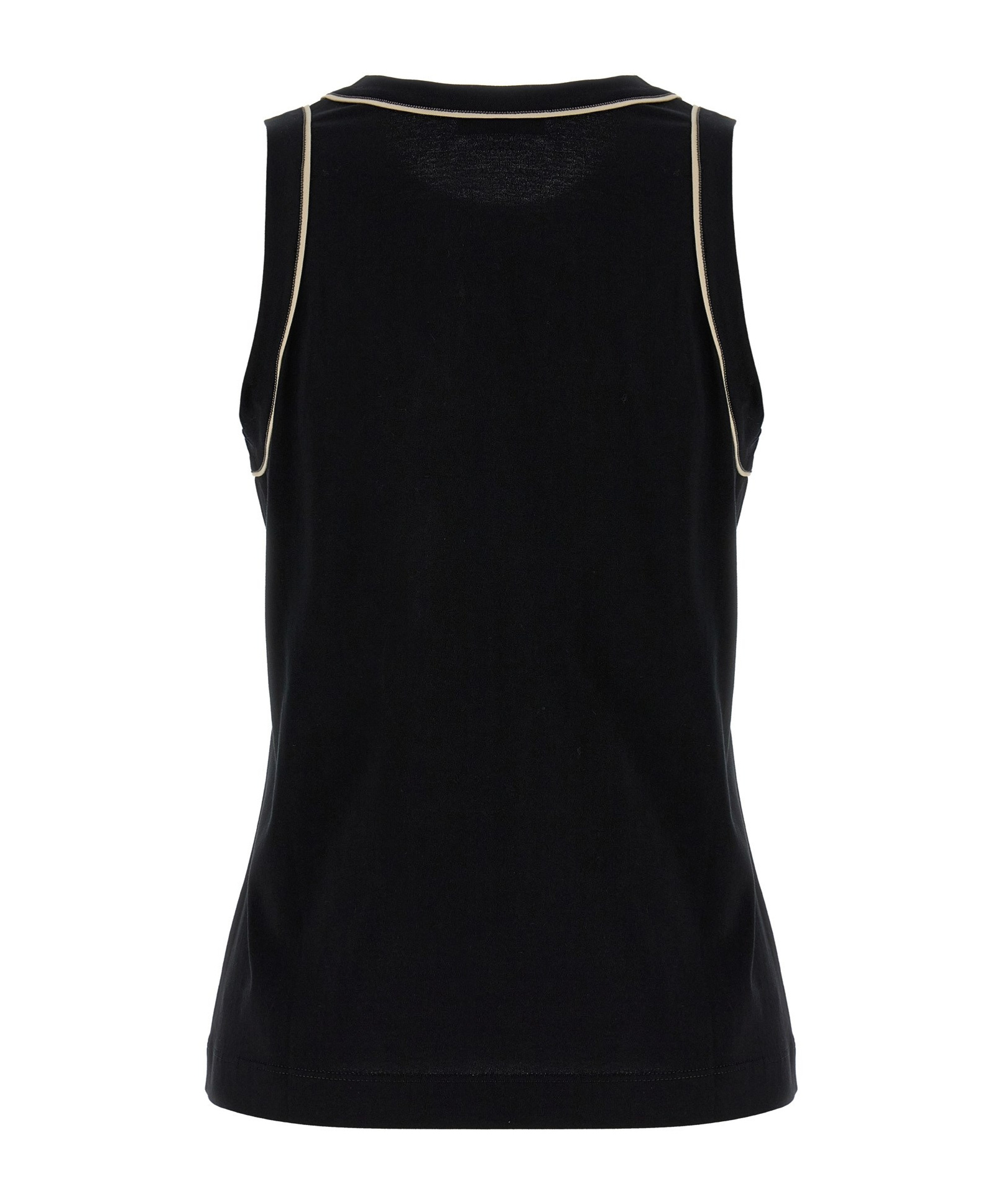 Brunello Cucinelli Monile Sleeveless Crew Neck Tank Top In Black