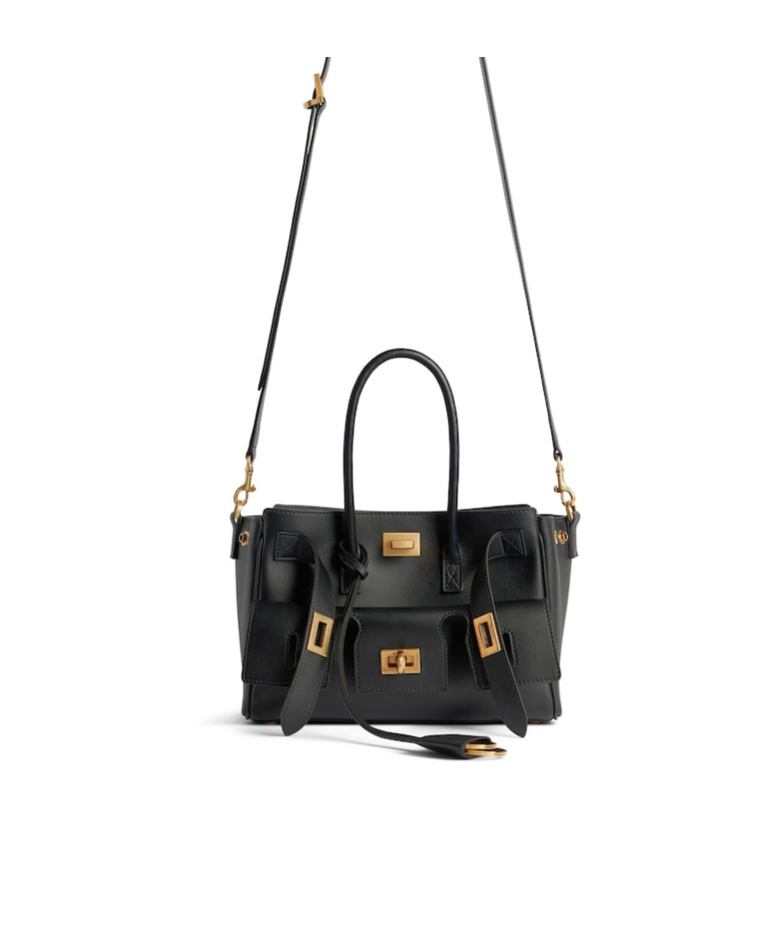 Balenciaga Mini Leather Bel Air Carry All Tote Bag In Black