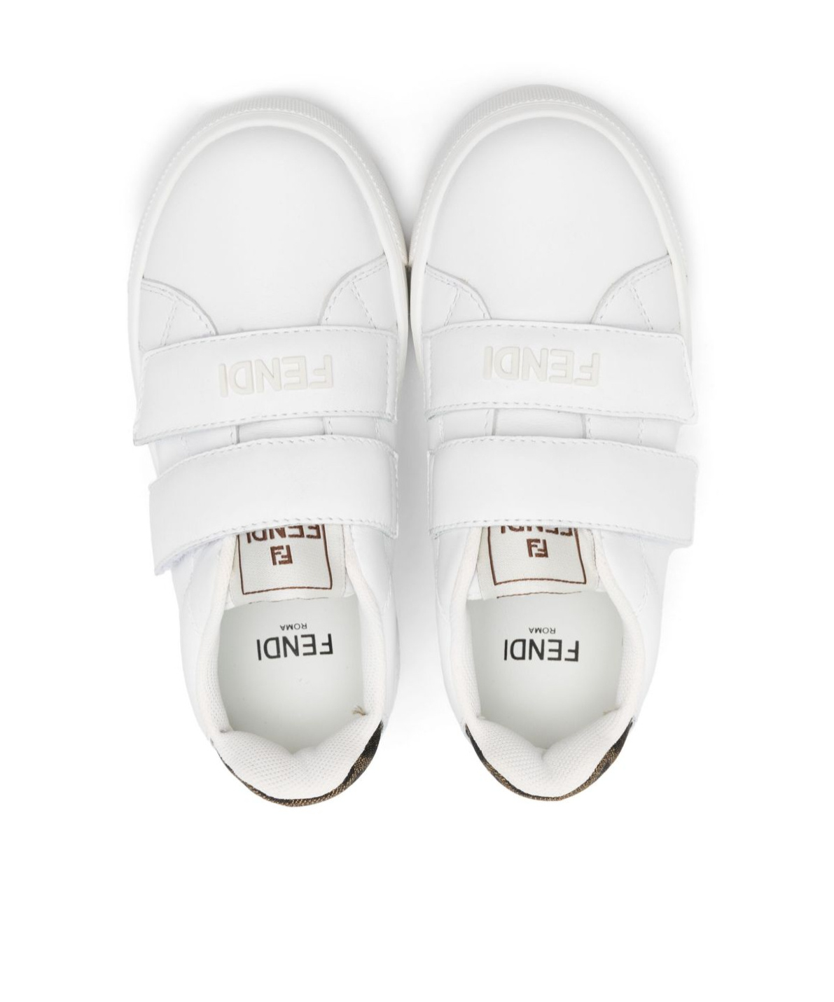 Fendi Kids Leather Velcro Strap Trainers In White