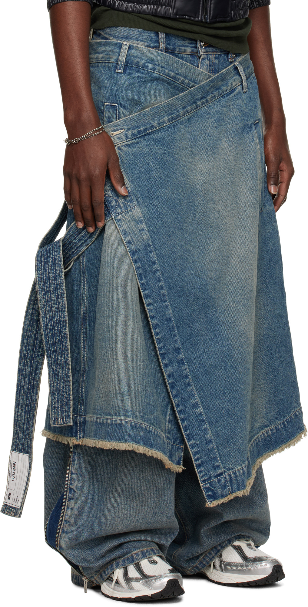 Lu'u Dan Blue Apron Denim Skirt In Blue