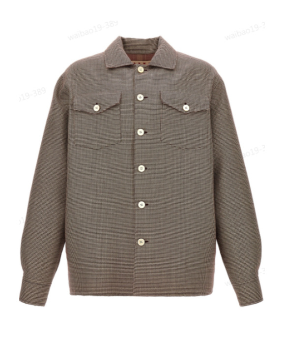 Marni Micro Houndstooth Wool Jacket In Green