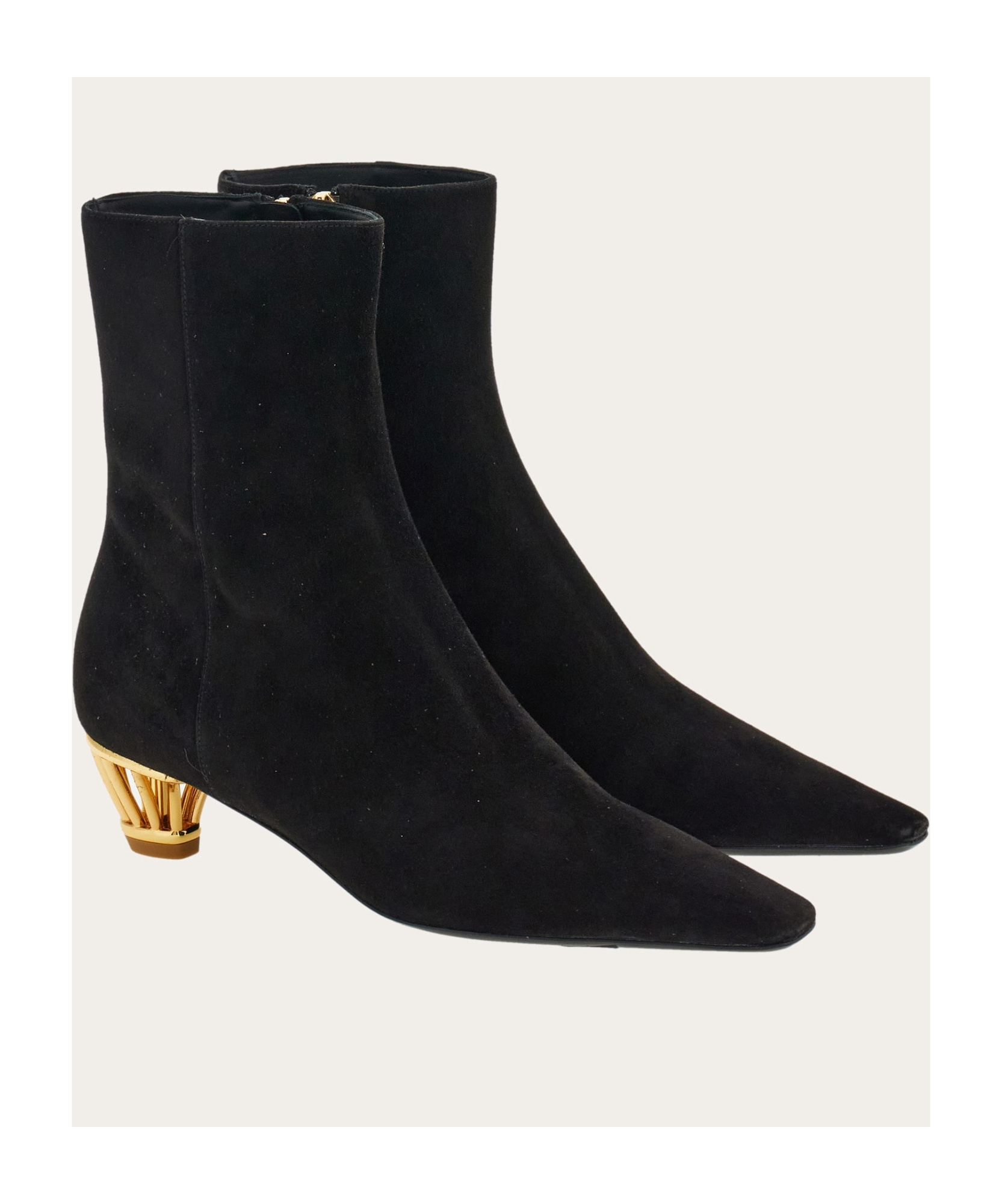 Ferragamo Mirta 40 Suede Ankle Boots In Black