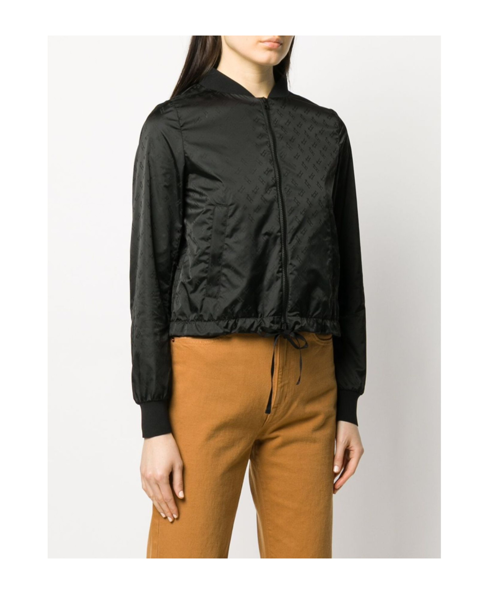 Herno Monogram-jacquard Bomber Jacket In Black