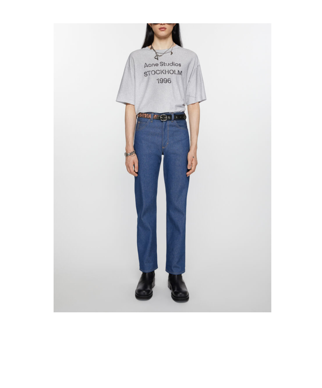 Acne Studios Monogram-jacquard Leather Belt In Black