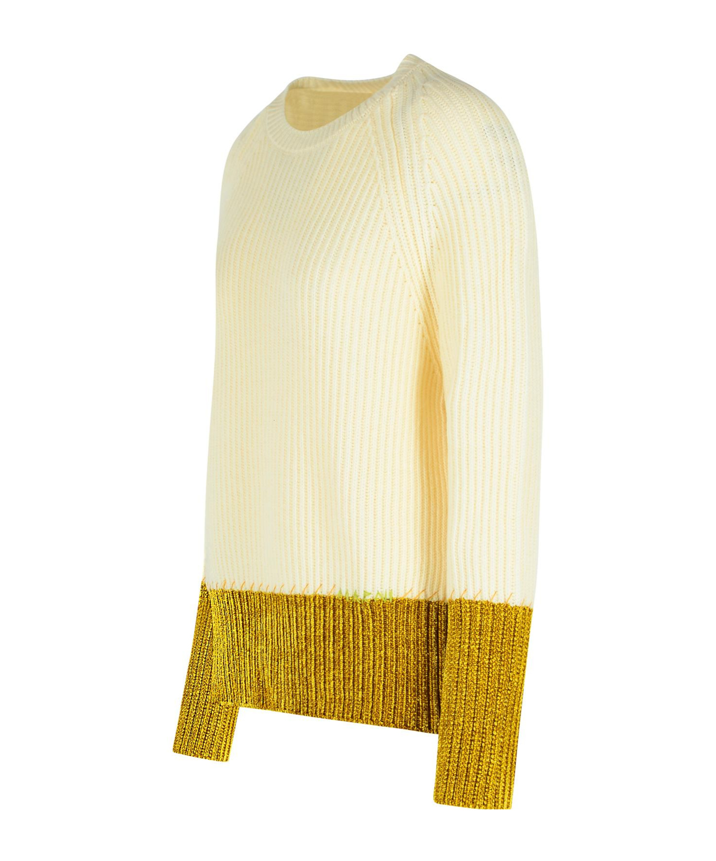 Marni Relaxed Fit Roundneck Knit Sweater With Ribbed Texture In Neutral