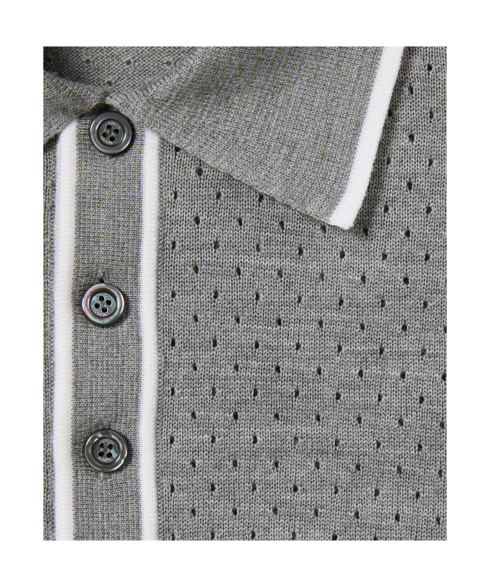 Gucci Wool Long Sleeves Polo Shirt In Gray
