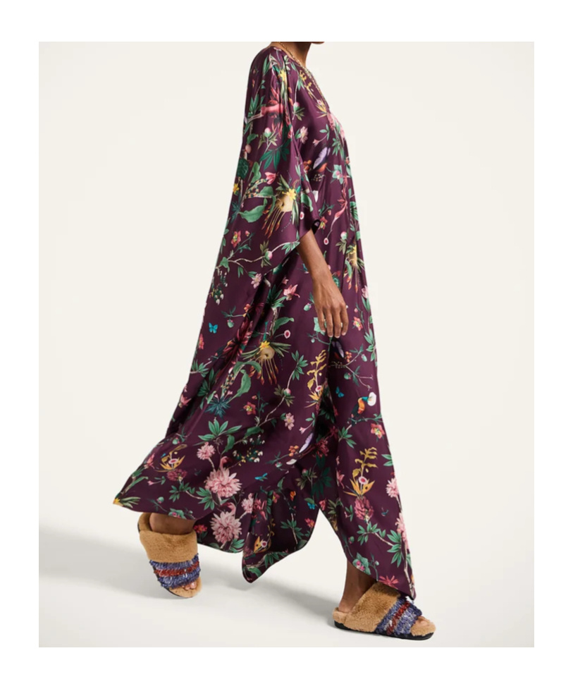 La Doublej La Double J Square Belted Printed Silk Kaftan Dress In Multi
