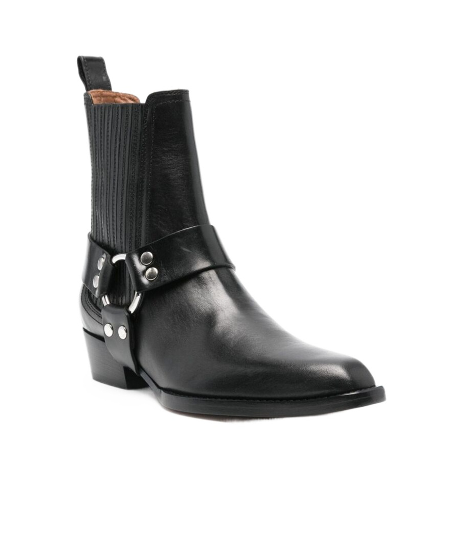 Paris Texas Helena Shiny Vintage Leather Ankle Boots In Black