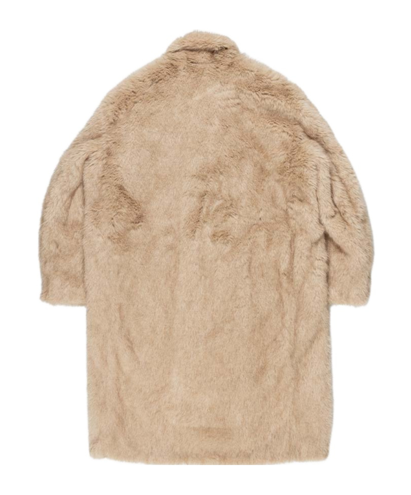 Balenciaga Faux-fur Double-breasted Coat In Neutrals