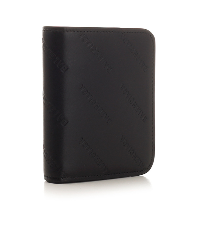 Balenciaga Logo-debossed Leather Wallet In Black