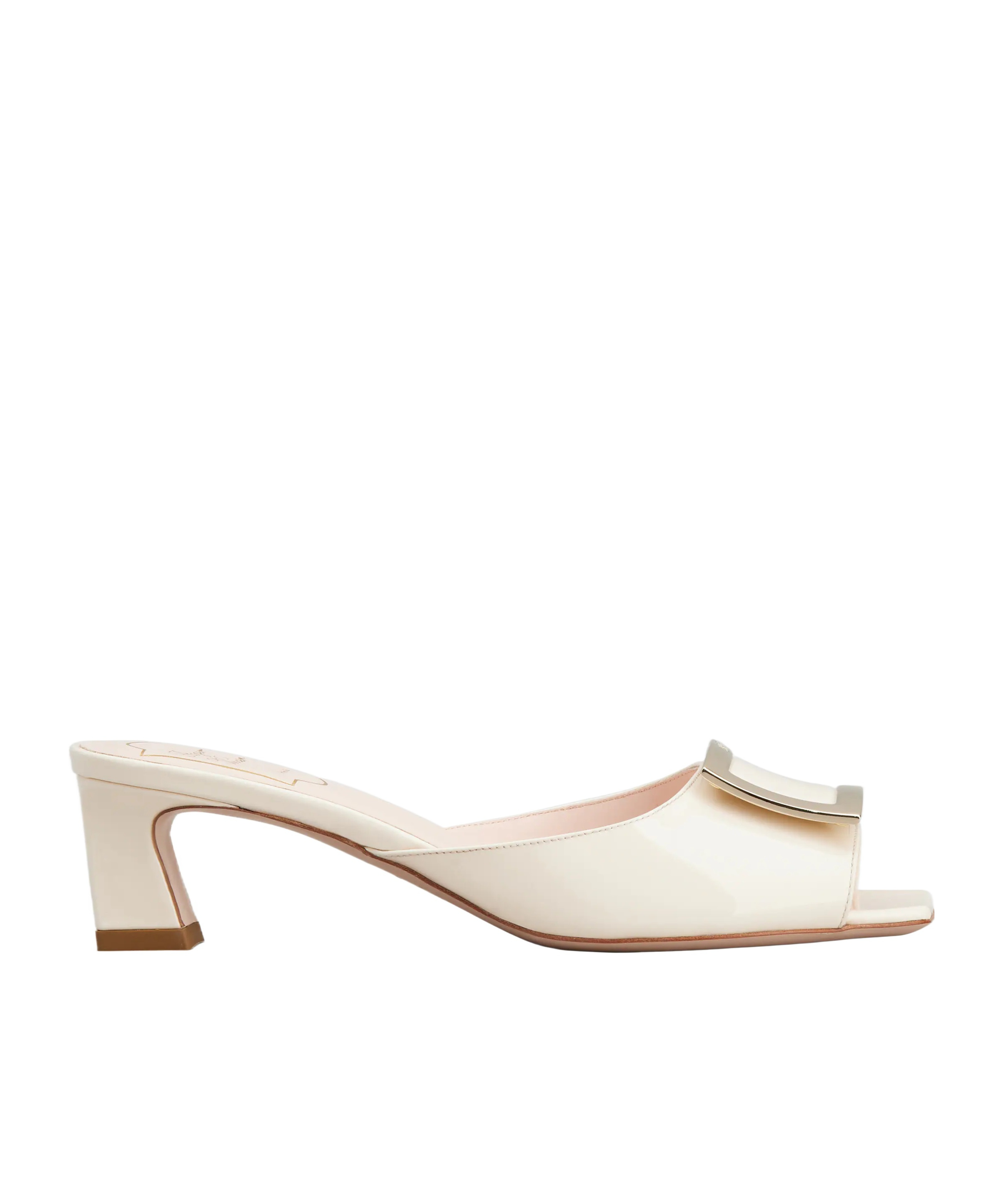 Roger Vivier Trompette 45 Patent Leather Mules In Nude