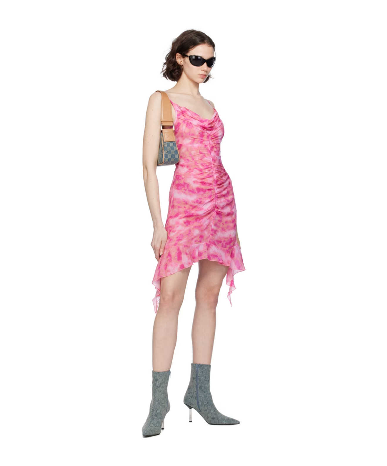 Misbhv Tie-dye Chiffon Minidress In Pink