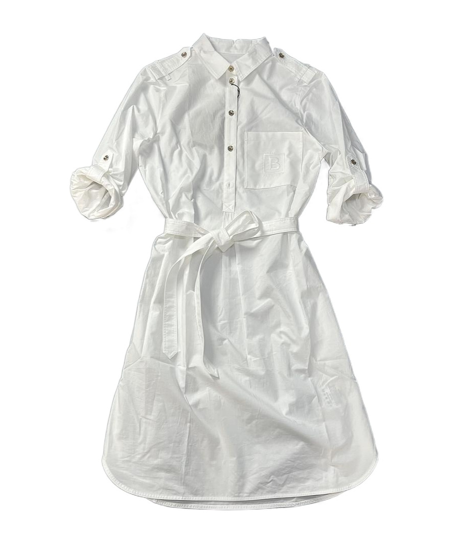 Burberry Logo Shirt Dress In White