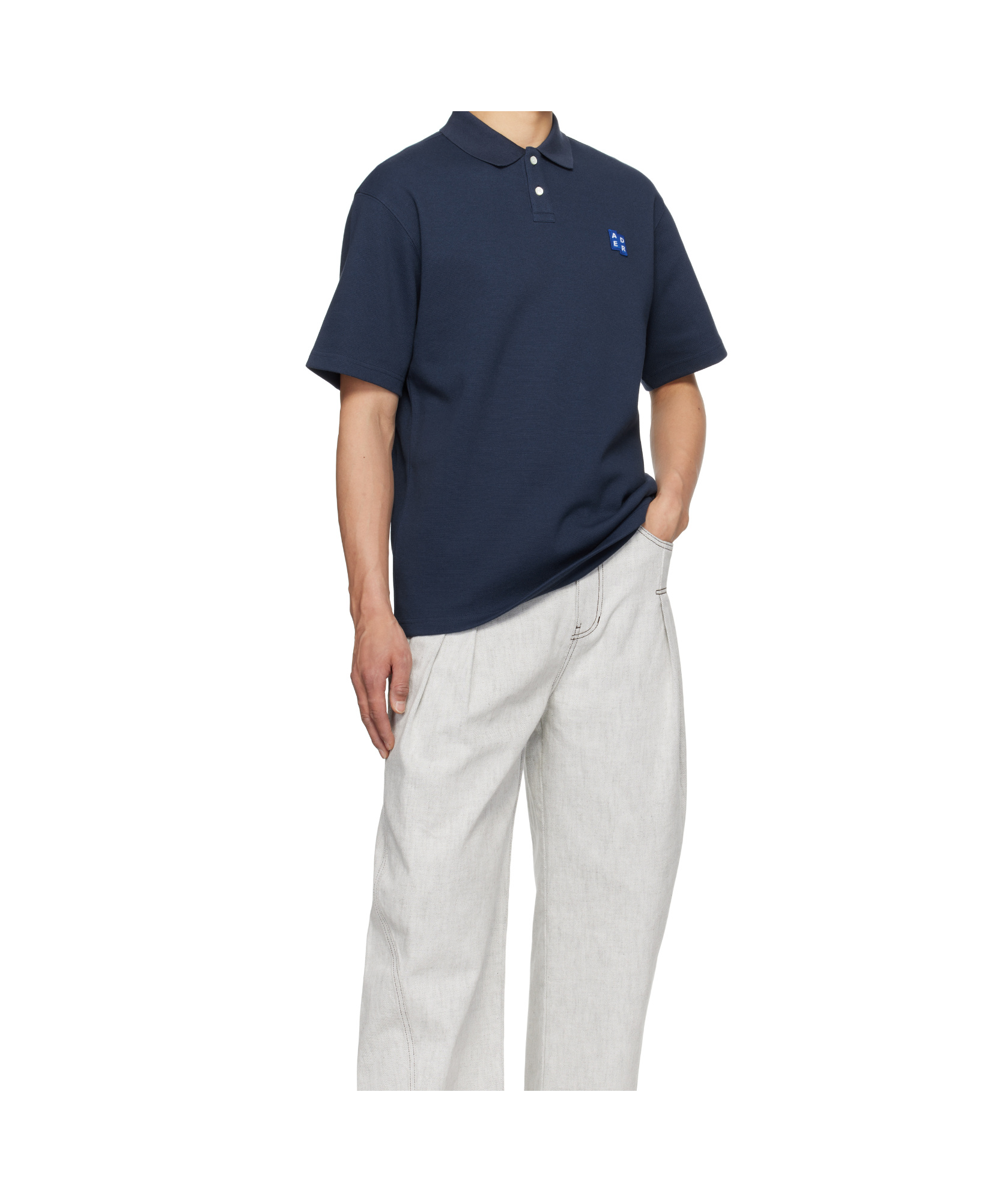 Ader Error Short-sleeved Polo Shirt In Navy Blue