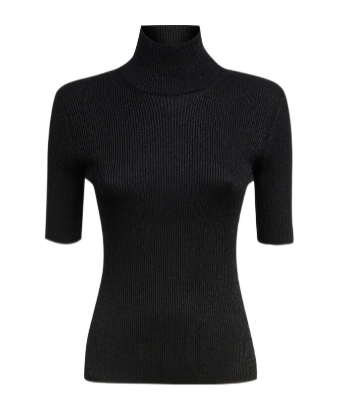 Missoni Short-sleeved Turtleneck In Glitter-effect Viscose In Black