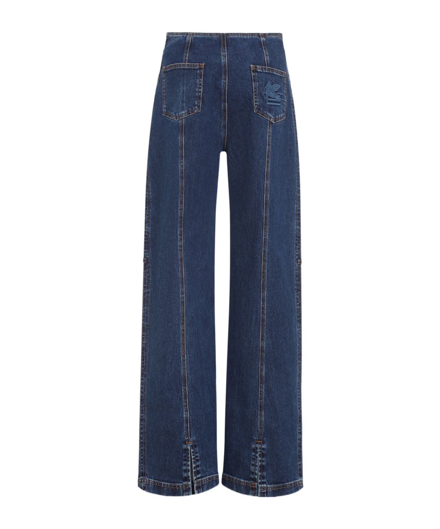 Etro Pegaso-embroidered Straight-leg Jeans In Blue