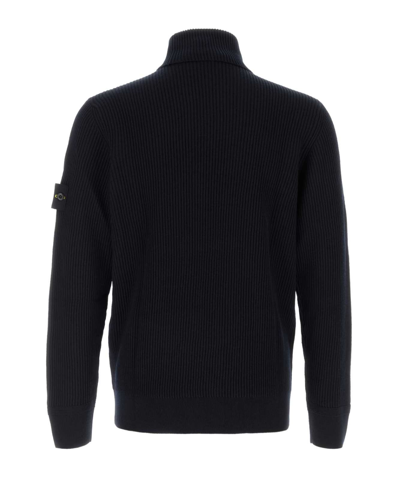 Stone Island Turtleneck Sweater In Virgin Wool With Logo Patch In Black