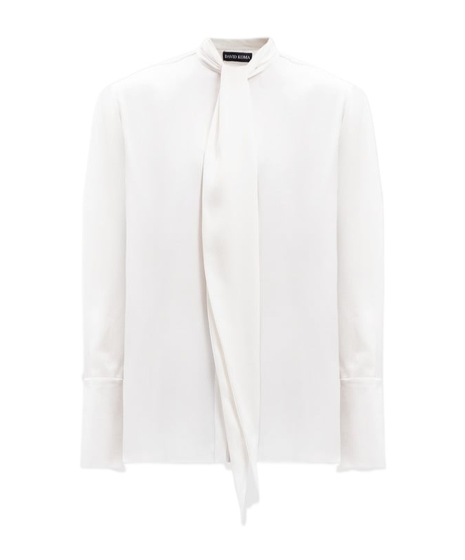 David Koma Bow-detail Satin Shirt In White