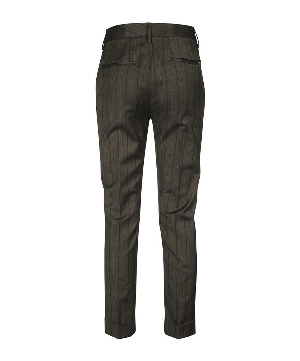 Dondup Striped Cropped Trousers In Black