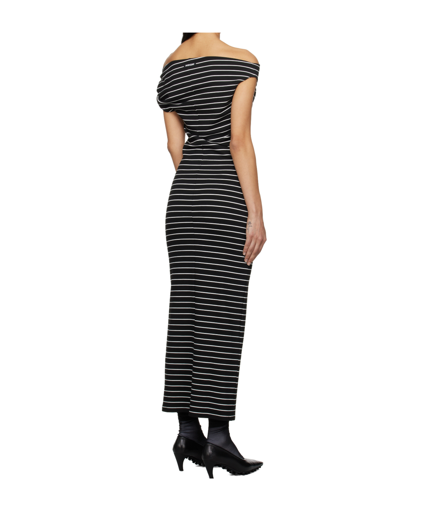 Msgm Dress Knee Length Wide Neck In Black