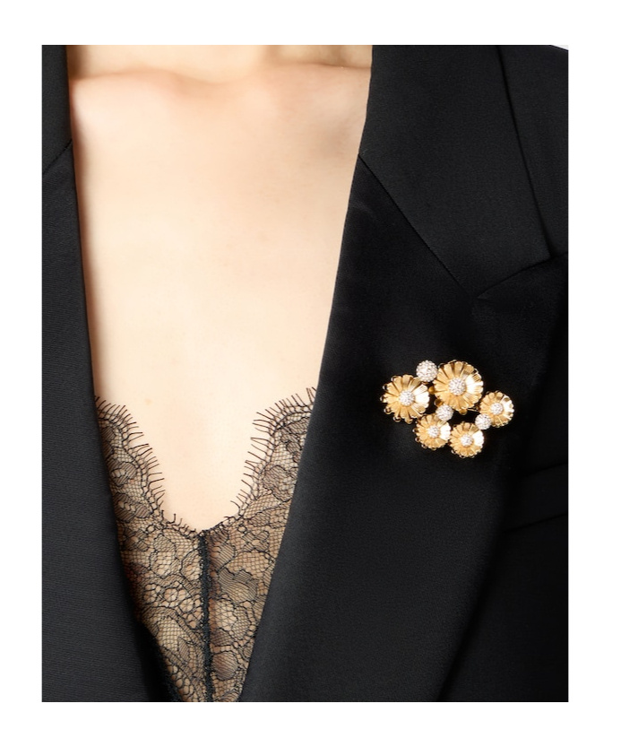 Roger Vivier Flower Brooch In Golden