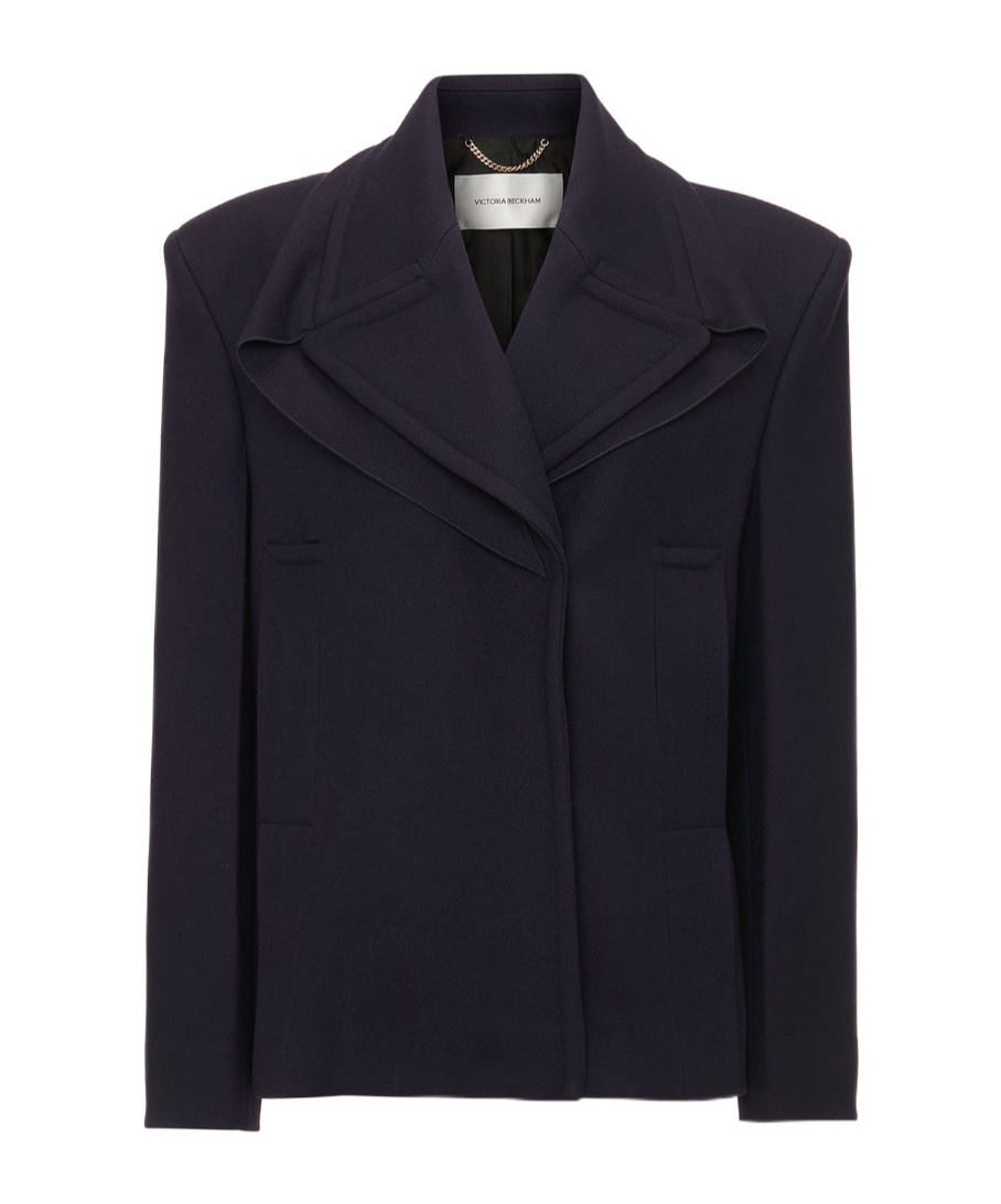 Shop Victoria Beckham Pointed-shoulder Peacoat In Black