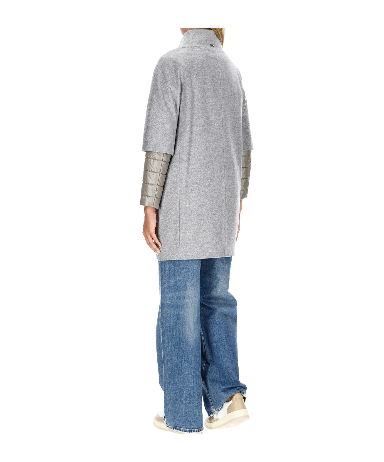 Herno Long-sleeved Stand-up Collar Coat In Gray