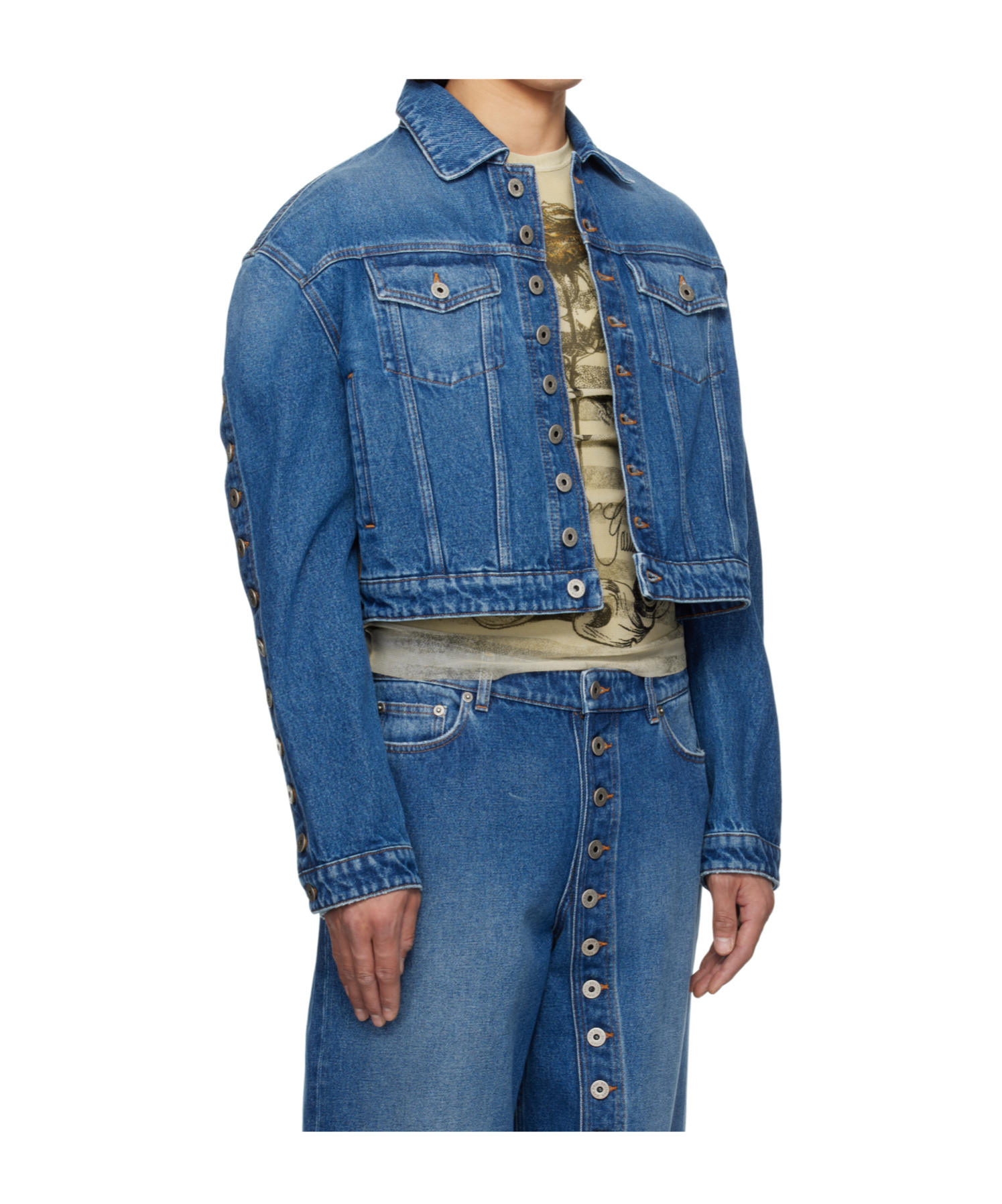 Jean Paul Gaultier Button Long Sleeve Denim Jacket In Blue