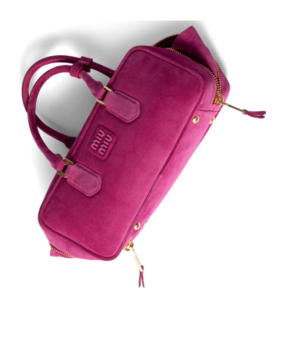 Miu Miu Arcadie Padded Suede Top-handle Bag In Pink