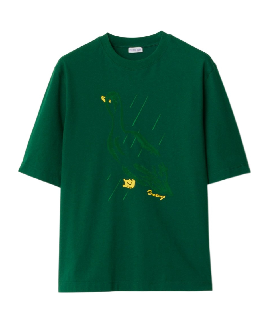 Burberry Duck Cotton T-shirt In Green